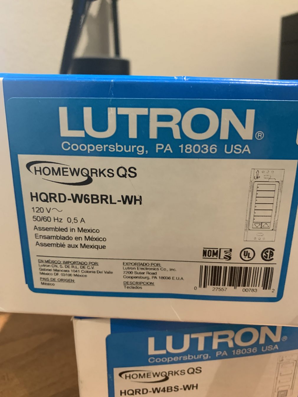 Lutron HomeWorks 6 Button Keypad White