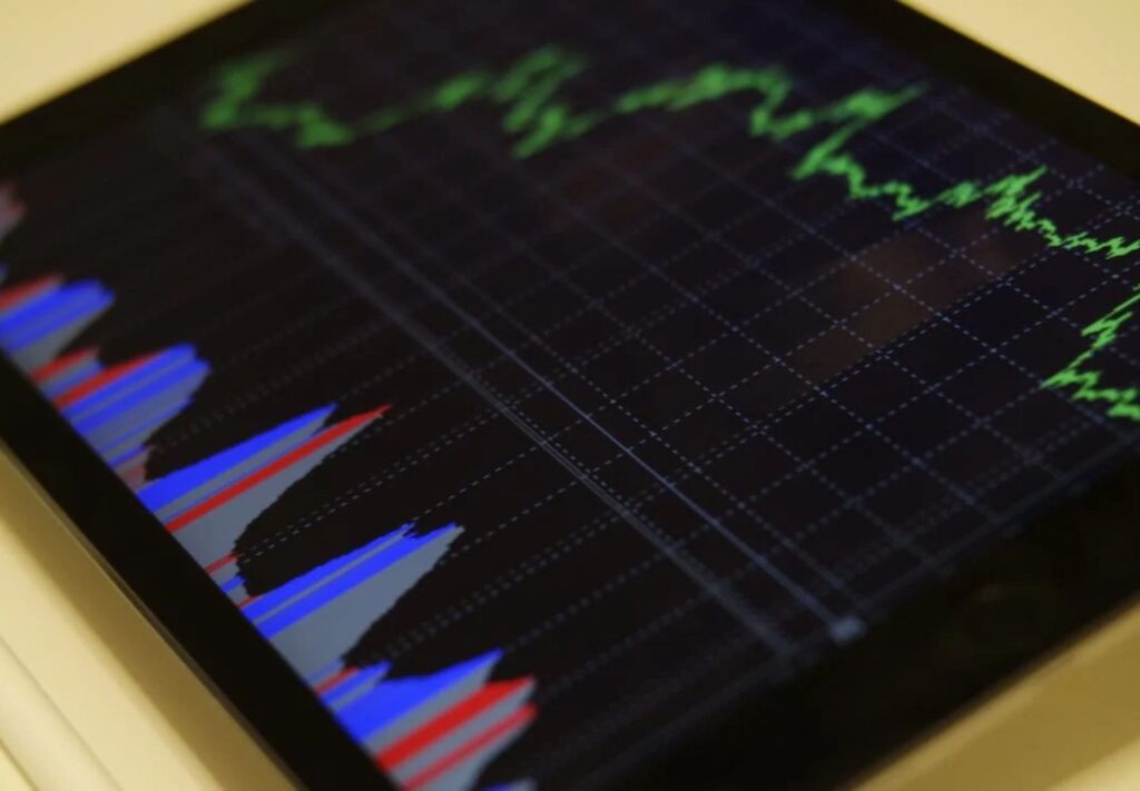 graph on tablet depicting fluctuation